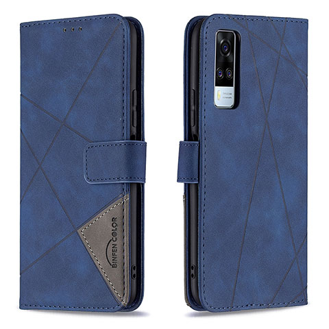 Funda de Cuero Cartera con Soporte Carcasa B08F para Vivo Y51 (2021) Azul