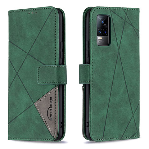 Funda de Cuero Cartera con Soporte Carcasa B08F para Vivo Y73 (2021) Verde