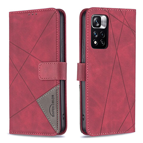 Funda de Cuero Cartera con Soporte Carcasa B08F para Xiaomi Mi 11i 5G (2022) Rojo