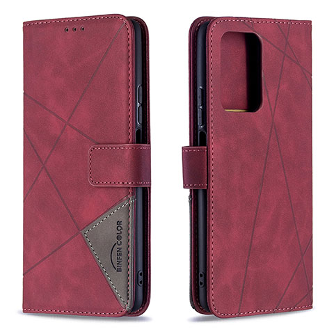 Funda de Cuero Cartera con Soporte Carcasa B08F para Xiaomi Mi 11T 5G Rojo