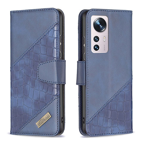 Funda de Cuero Cartera con Soporte Carcasa B08F para Xiaomi Mi 12X 5G Azul