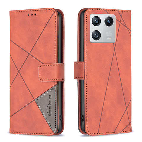 Funda de Cuero Cartera con Soporte Carcasa B08F para Xiaomi Mi 13 5G Naranja