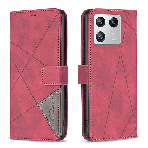 Funda de Cuero Cartera con Soporte Carcasa B08F para Xiaomi Mi 13 5G Rojo