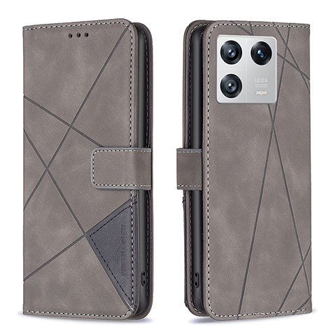 Funda de Cuero Cartera con Soporte Carcasa B08F para Xiaomi Mi 13 Pro 5G Gris