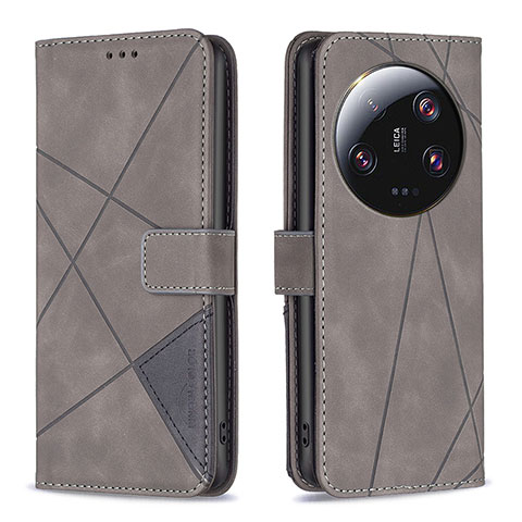 Funda de Cuero Cartera con Soporte Carcasa B08F para Xiaomi Mi 13 Ultra 5G Gris