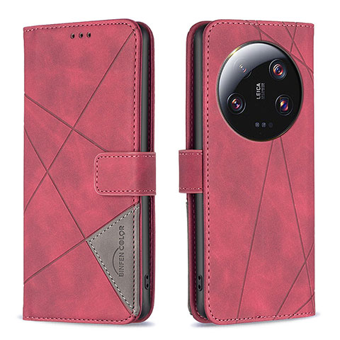 Funda de Cuero Cartera con Soporte Carcasa B08F para Xiaomi Mi 13 Ultra 5G Rojo