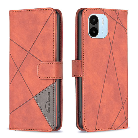 Funda de Cuero Cartera con Soporte Carcasa B08F para Xiaomi Poco C51 Naranja