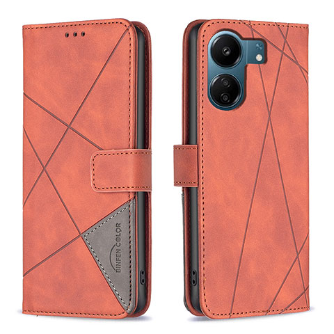 Funda de Cuero Cartera con Soporte Carcasa B08F para Xiaomi Poco C65 Naranja