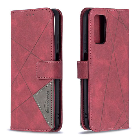 Funda de Cuero Cartera con Soporte Carcasa B08F para Xiaomi Poco M3 Rojo