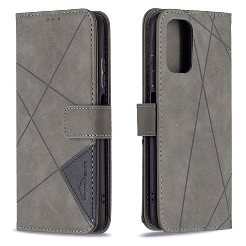 Funda de Cuero Cartera con Soporte Carcasa B08F para Xiaomi Poco M5S Gris