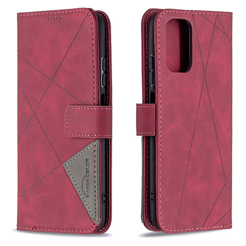 Funda de Cuero Cartera con Soporte Carcasa B08F para Xiaomi Poco M5S Rojo