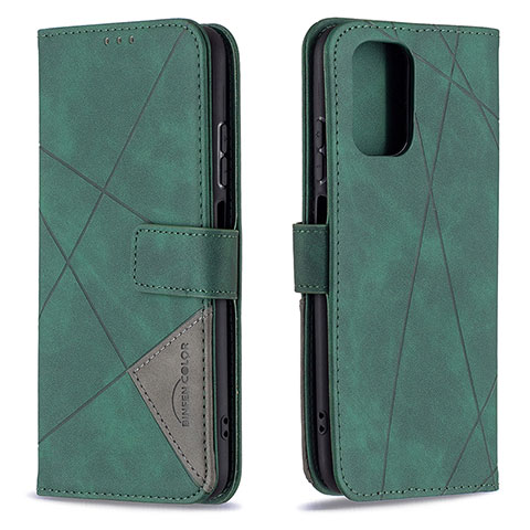 Funda de Cuero Cartera con Soporte Carcasa B08F para Xiaomi Poco M5S Verde