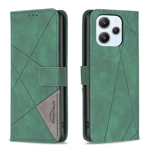 Funda de Cuero Cartera con Soporte Carcasa B08F para Xiaomi Redmi 12 4G Verde