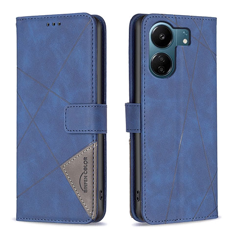 Funda de Cuero Cartera con Soporte Carcasa B08F para Xiaomi Redmi 13C Azul