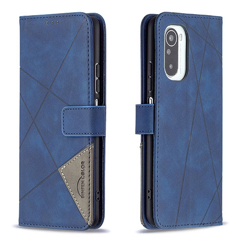 Funda de Cuero Cartera con Soporte Carcasa B08F para Xiaomi Redmi K40 5G Azul