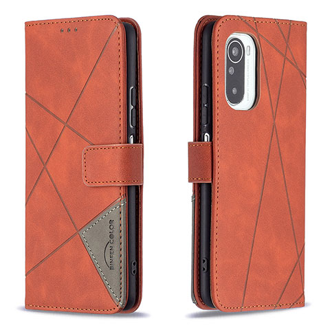 Funda de Cuero Cartera con Soporte Carcasa B08F para Xiaomi Redmi K40 5G Naranja