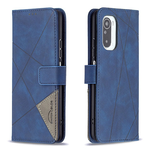 Funda de Cuero Cartera con Soporte Carcasa B08F para Xiaomi Redmi K40 Pro+ Plus 5G Azul