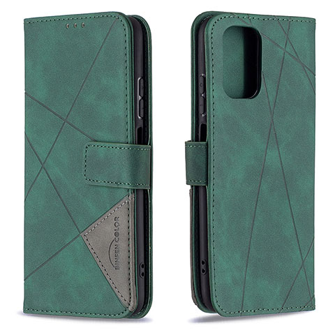 Funda de Cuero Cartera con Soporte Carcasa B08F para Xiaomi Redmi Note 10 4G Verde