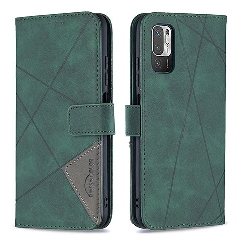 Funda de Cuero Cartera con Soporte Carcasa B08F para Xiaomi Redmi Note 10 5G Verde