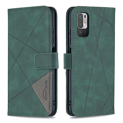 Funda de Cuero Cartera con Soporte Carcasa B08F para Xiaomi Redmi Note 10T 5G Verde