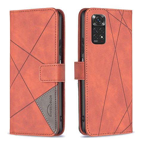 Funda de Cuero Cartera con Soporte Carcasa B08F para Xiaomi Redmi Note 11 4G (2022) Naranja