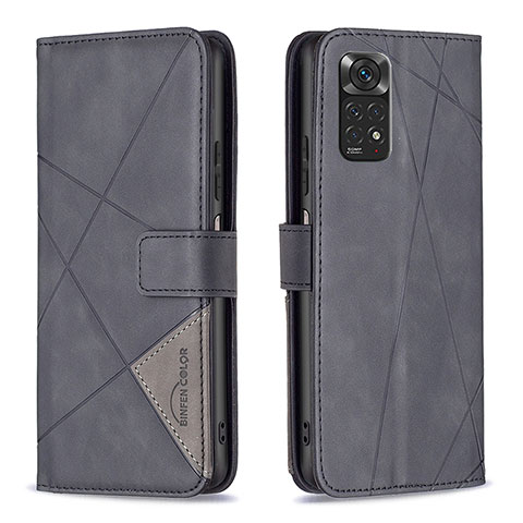 Funda de Cuero Cartera con Soporte Carcasa B08F para Xiaomi Redmi Note 11 4G (2022) Negro