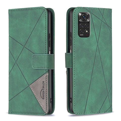 Funda de Cuero Cartera con Soporte Carcasa B08F para Xiaomi Redmi Note 11 4G (2022) Verde