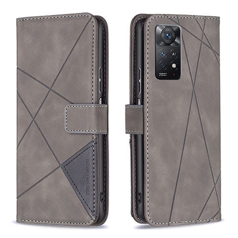 Funda de Cuero Cartera con Soporte Carcasa B08F para Xiaomi Redmi Note 11 Pro 4G Gris