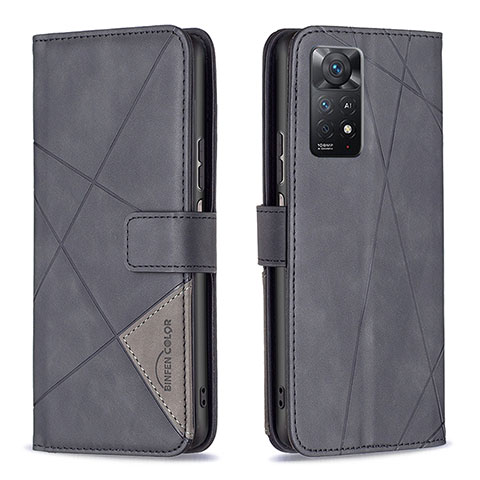 Funda de Cuero Cartera con Soporte Carcasa B08F para Xiaomi Redmi Note 11 Pro 4G Negro