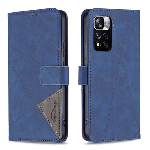 Funda de Cuero Cartera con Soporte Carcasa B08F para Xiaomi Redmi Note 11 Pro+ Plus 5G Azul