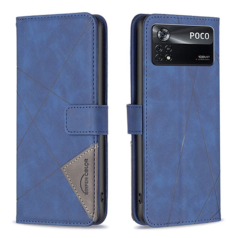 Funda de Cuero Cartera con Soporte Carcasa B08F para Xiaomi Redmi Note 11E Pro 5G Azul