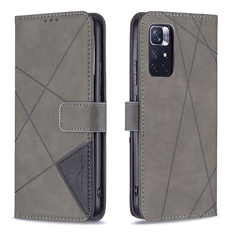 Funda de Cuero Cartera con Soporte Carcasa B08F para Xiaomi Redmi Note 11T 5G Gris