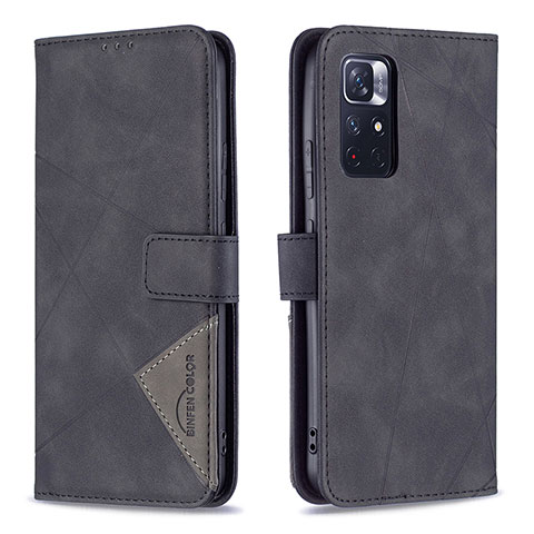 Funda de Cuero Cartera con Soporte Carcasa B08F para Xiaomi Redmi Note 11T 5G Negro