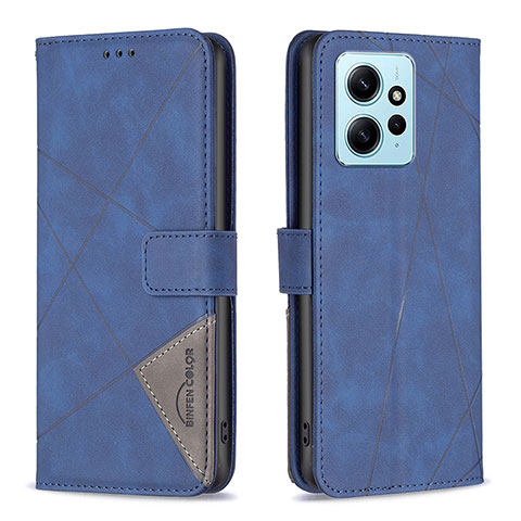 Funda de Cuero Cartera con Soporte Carcasa B08F para Xiaomi Redmi Note 12 4G Azul