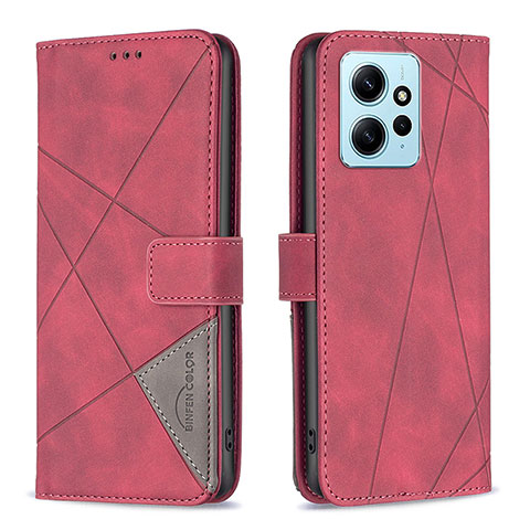 Funda de Cuero Cartera con Soporte Carcasa B08F para Xiaomi Redmi Note 12 4G Rojo