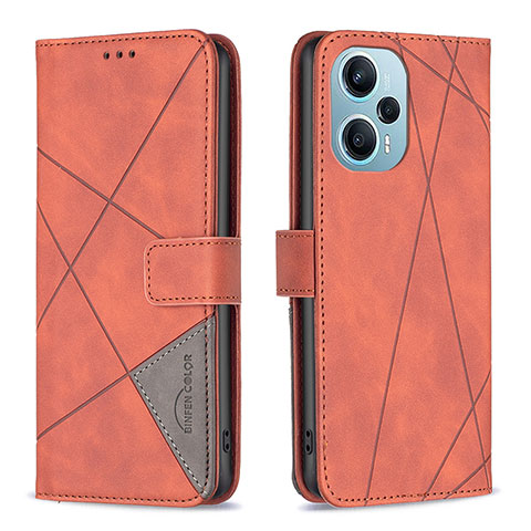 Funda de Cuero Cartera con Soporte Carcasa B08F para Xiaomi Redmi Note 12 Turbo 5G Naranja