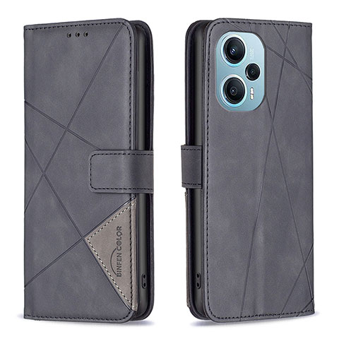 Funda de Cuero Cartera con Soporte Carcasa B08F para Xiaomi Redmi Note 12 Turbo 5G Negro