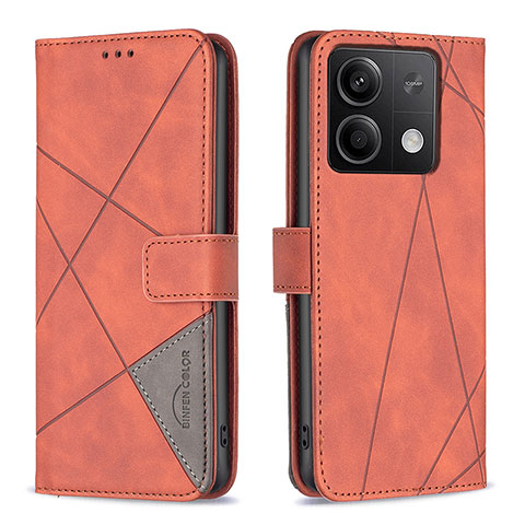 Funda de Cuero Cartera con Soporte Carcasa B08F para Xiaomi Redmi Note 13 5G Naranja