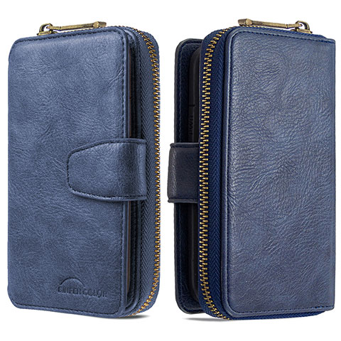 Funda de Cuero Cartera con Soporte Carcasa B10F para Samsung Galaxy A30 Azul