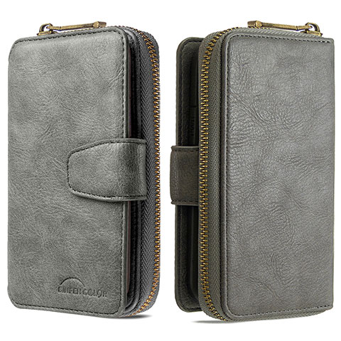 Funda de Cuero Cartera con Soporte Carcasa B10F para Samsung Galaxy A30 Gris