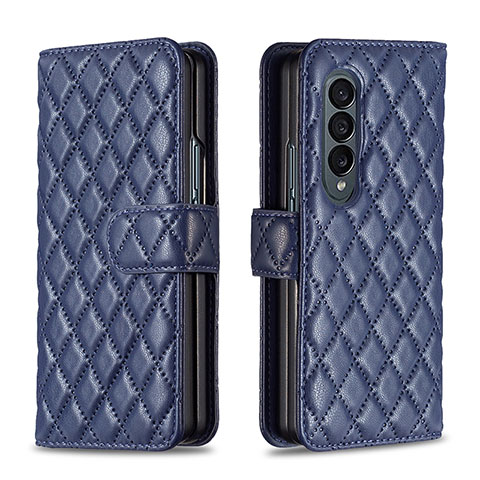 Funda de Cuero Cartera con Soporte Carcasa B10F para Samsung Galaxy Z Fold3 5G Azul