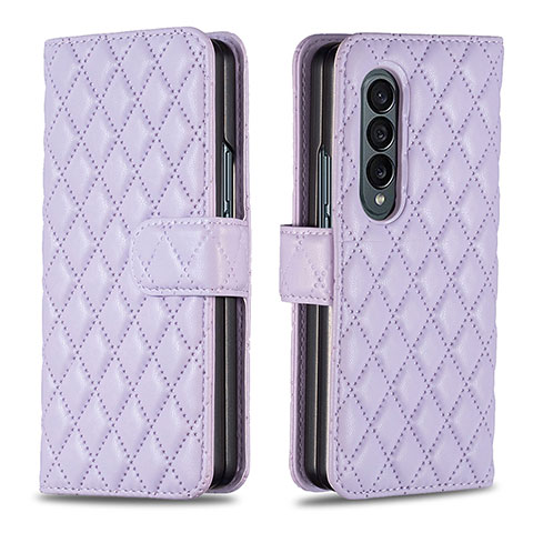 Funda de Cuero Cartera con Soporte Carcasa B10F para Samsung Galaxy Z Fold3 5G Morado