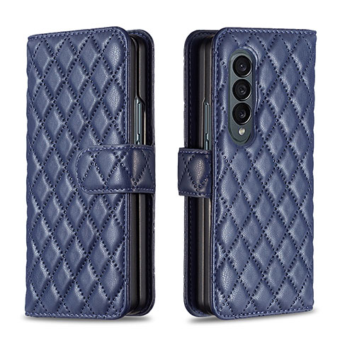 Funda de Cuero Cartera con Soporte Carcasa B10F para Samsung Galaxy Z Fold4 5G Azul