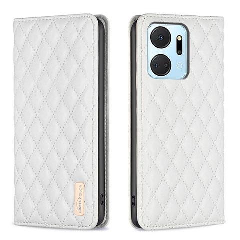 Funda de Cuero Cartera con Soporte Carcasa B11F para Huawei Honor X7a Blanco