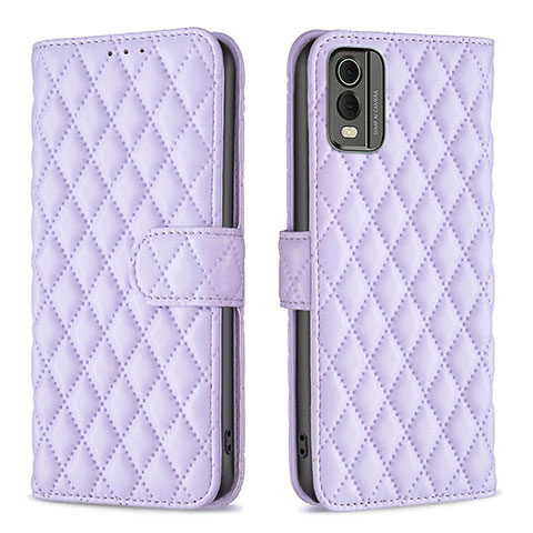 Funda de Cuero Cartera con Soporte Carcasa B11F para Nokia C32 Morado