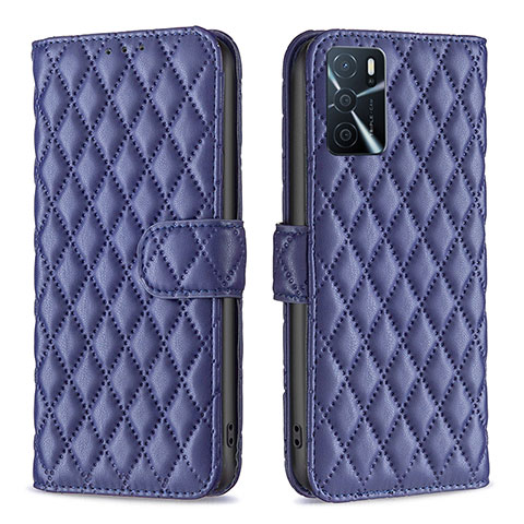 Funda de Cuero Cartera con Soporte Carcasa B11F para Oppo A16 Azul