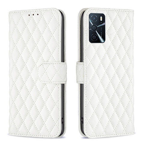 Funda de Cuero Cartera con Soporte Carcasa B11F para Oppo A16s Blanco