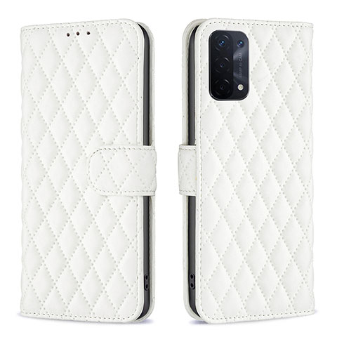 Funda de Cuero Cartera con Soporte Carcasa B11F para Oppo A54 5G Blanco