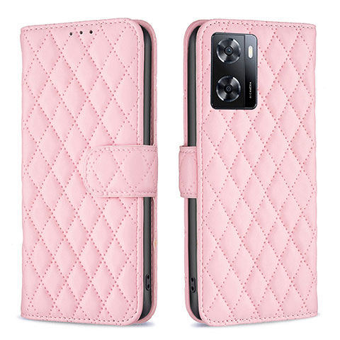 Funda de Cuero Cartera con Soporte Carcasa B11F para Oppo A57e Oro Rosa