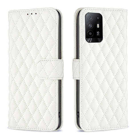 Funda de Cuero Cartera con Soporte Carcasa B11F para Oppo A94 5G Blanco